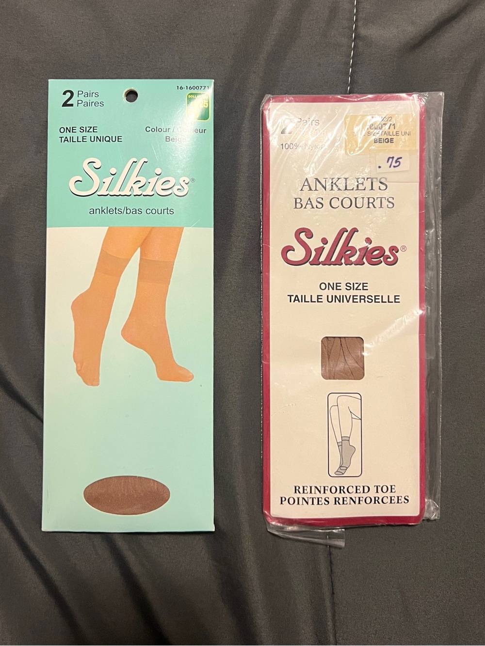 2 Packs Of Beige Nylon Ankle Socks Silkies Anklets 4 Pairs Brand New One Size